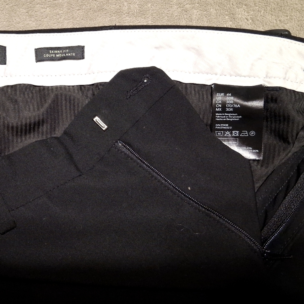 H&M Men's Skinny Fit Coupe Moulante Black Dress Pants, H & M, Size 30R